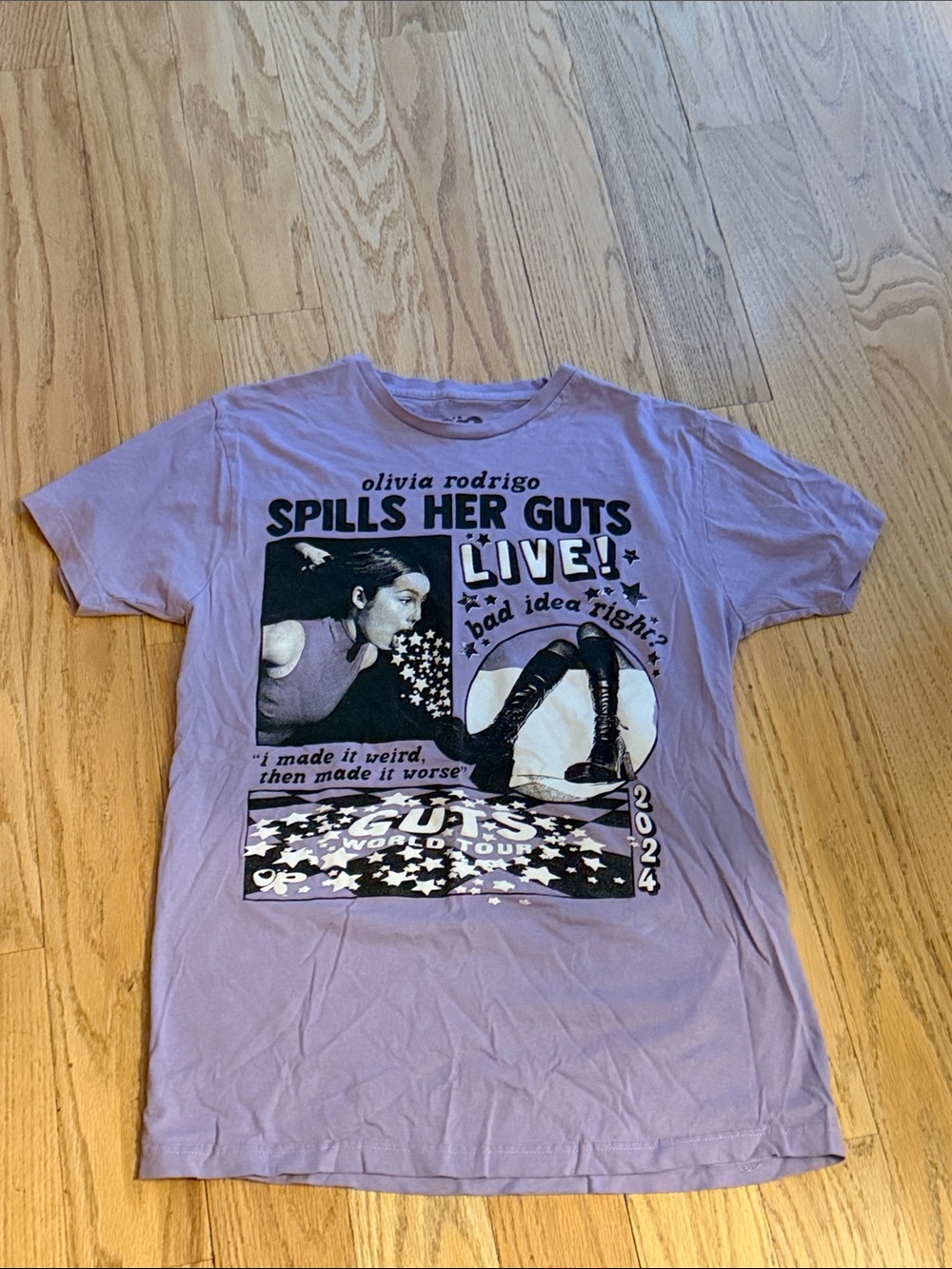 Olivia Rodrigo Spills Her Guts Live Lavender Tour Tee
